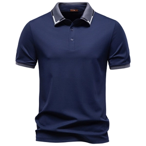 Men's Short Sleeve Polo Shirt High Quality Tencel Cotton Jacquard Lapel Contrast Collar Breathable Casual Business Top