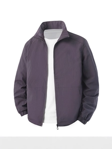 Men's lightweight windproof flight jacket in dark grey featuring a stand collar and full zipper