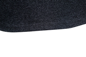 Macro detail of high-quality double-stitched hem on a dark polo shirt with fine knit texture