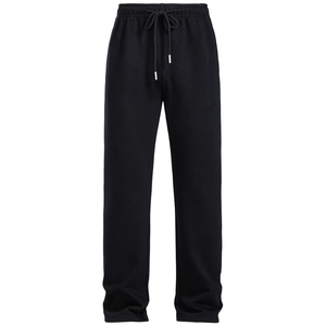 Pantalon noir minimaliste pour homme avec coupe droite et taille élastique à cordon