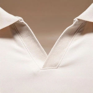 Men's Tencel Pique Polo shirt with v-neck collar and high-quality knitted rib texture