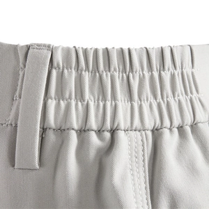 Men's casual light gray trousers with elastic waist and twill cotton texture detail