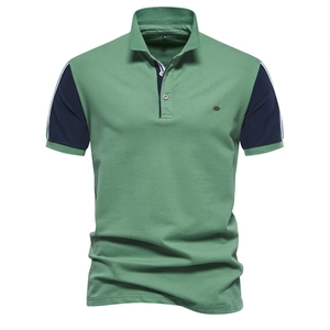 Polo Décontracté pour Hommes Bloc de Couleur Manches Courtes Col Rabattu Coton Respirant Top Mode Coupe Ajustée