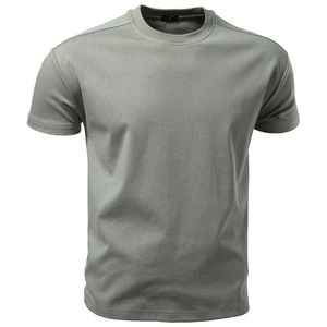 T-Shirt à Manches Courtes en Mélange de Coton de Haute Qualité pour Hommes Couleur Unie Coupe Slim Col Rond Coupe 3D