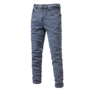 Pantaloni Jeans da Uomo Classici a Gamba Dritta in Misto Cotone Lavato Slim Fit Stretch Denim per Uno Stile Urbano Casual Quotidiano