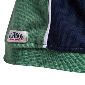 Polo pour hommes avec design color-block vert et bleu marine en coton piqué de qualité
