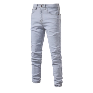 Jeans slim da uomo celeste con design classico a cinque tasche e lavaggio denim