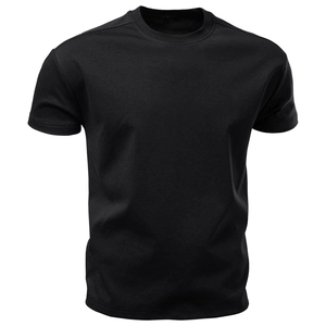 T-shirt noir classique pour hommes en coton à l'ammoniac liquide avec une coupe ajustée