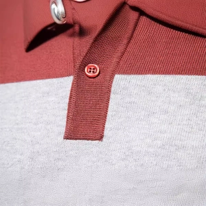 Maglione polo da uomo a maniche lunghe slim fit con righe e cuciture a contrasto