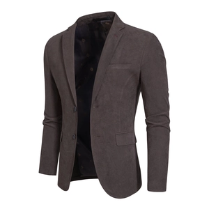 Slim fit dark charcoal men's wool blend coat with notch lapel and single-breasted design