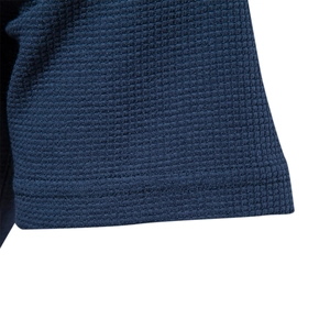T-shirt da uomo blu navy in maglia a nido d'ape con dettagli premium sui polsini