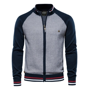 Gilet en Maille Décontracté pour Hommes Mélange de Coton Col Montant Patchwork Coupe Slim Pull pour Automne Hiver Mode Quotidienne Vêtement d'Extérieur Homme