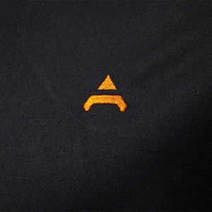 T-shirt da uomo in cotone nero con ricamo del logo dorato dettagliato e rifinito