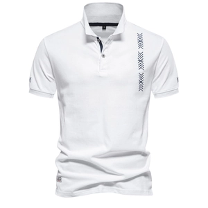 Polo à Manches Courtes pour Hommes en Coton Piqué Respirant Couleur Unie Broderie Casual Slim Fit Business Urban Top