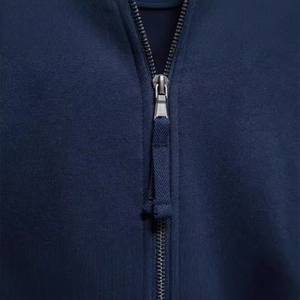 Sweat-shirt zippé bleu marine pour hommes avec col montant et détail de fermeture éclair