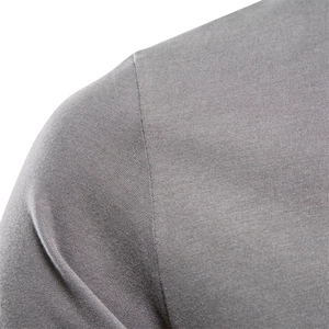 Classic men's long-sleeve cotton T-shirt in grey with premium double-stitch shoulder detail