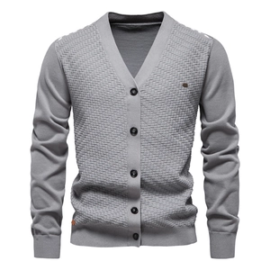 Heren Cardigan V-Hals Slim Fit Casual Katoenmix Trui Knoopsluiting Lange Mouw Top Herfst Winter Mode Effen Kleur Comfortabel Heren Kleding