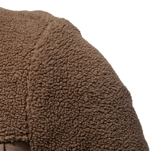 Men's brown sherpa fleece jacket featuring thick thermal textured material for winter warmth