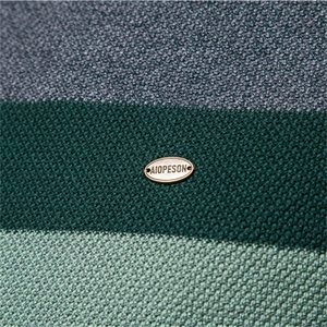 Men's striped casual sweater with tricolor stitching and a premium metal brand logo detail
