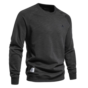 Men's charcoal grey crewneck sweatshirt in premium cotton with a relaxed fit profile