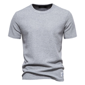 Men Waffle Knit Cotton Blend T-Shirt Casual Round Neck Short Sleeve Top Basic Solid Color Comfortable Summer Apparel