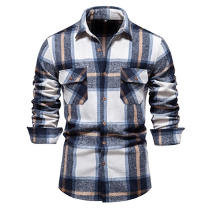 Men Plaid Shirt Flannel Long Sleeve Button Down Top Business Casual Work Blouse With Double Pockets For Men Everyday Wear