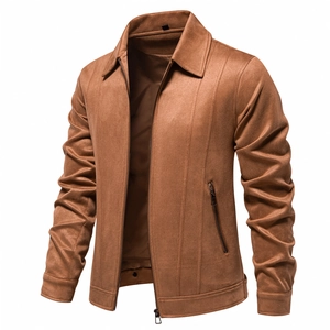 Giacca da Uomo Casual in Finta Pelle Scamosciata Slim Fit Collo a Revers Cerniera Intera Capispalla Manica Lunga Cappotto Autunno Inverno