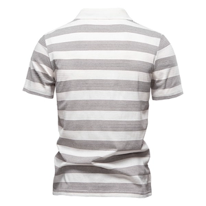 Herren Polo-Shirt mit Streifen in Beige mit kurzen Ärmeln und klassischem Umlegekragen