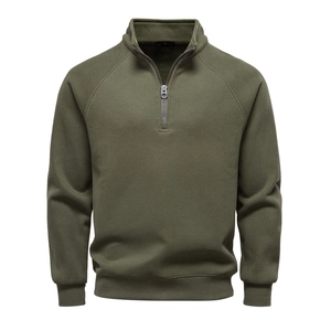 Men Casual 1/4 Zip Pullover Sweatshirt Cotton Blend Ribbed Knit Stand Collar Long Sleeve Top Outdoor Fashion Sweater