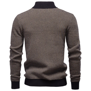 Pull en tricot décontracté pour hommes avec motif à carreaux texturé pour l'automne et l'hiver