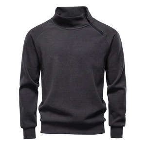 Men Fashion Stand Collar Asymmetric Zipper Sweatshirt Thick Fleece Lined Autumn Winter Raglan Sleeve Top Casual Loose Jacket For Men