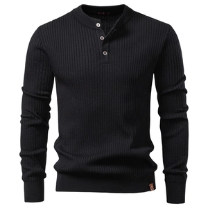 Men Henley Shirt Long Sleeve Viscose Polyester Ribbed Knit Slim Fit Casual Solid Color Fashion Knitted Top