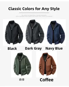 Vista dettagliata di cinque colori per giacca in pile da uomo: nero, grigio, blu e marrone