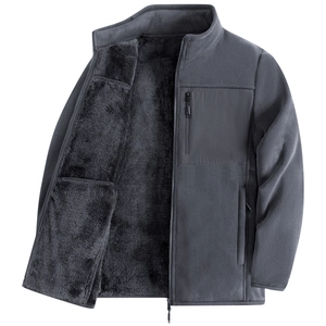 Giacca tattica da uomo in pile grigio antracite con collo alto e zip a tutta lunghezza