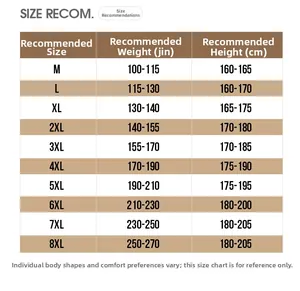 Detailed size chart for men's corduroy jacket showing measurements from M to 8XL