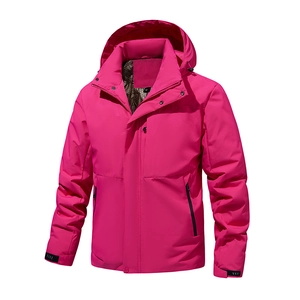 Waterproof rose red graphene padded jacket with hood for outdoor hiking and wind protection