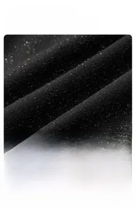 Detail showing lotus-effect water-repellent coating on black outdoor jacket fabric