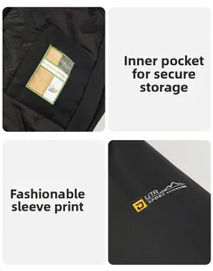 Detail of inner pocket with classic sport label and sleeve logo on thermal jacket