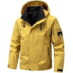 Coupe-vent d'extérieur jaune vif pour hommes avec capuche style workwear américain
