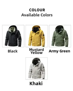 Vestes d'extérieur en options de couleur noir, jaune gingembre, vert armée et kaki