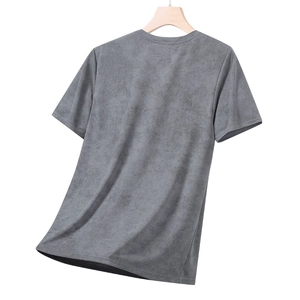 T-shirt grigia casual da uomo a maniche corte con texture spazzolata di alta qualità