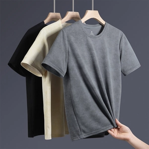 T-shirt casual da uomo a girocollo nei colori nero, beige e grigio in tessuto elasticizzato