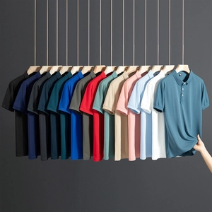 Detailed matrix display of 13 colors for men's high-elastic knit short sleeve polo shirts