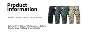 Detail view of cotton multi-pocket cropped cargo pants in four different colors