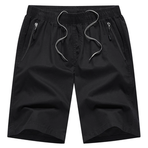 Pantaloncini casual da uomo in cotone con coulisse elastica e tasche laterali con zip