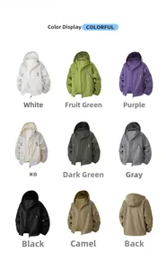 Detail showing back view and 8 vibrant color options of lightweight UPF100+ sun protection jacket