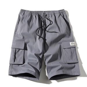 Herren Cargo Shorts in Grau, lockere Passform mit Kordelzug und großen Seitentaschen