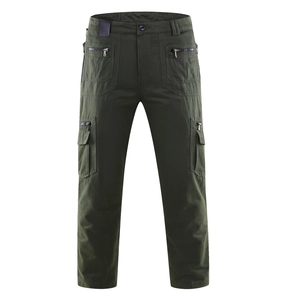 Men's outdoor cargo pants in army green featuring multi-pocket design and straight fit