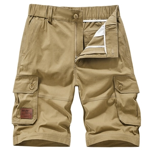 Pantaloncini cargo kaki vintage da uomo con multitasche e design a vestibilità ampia