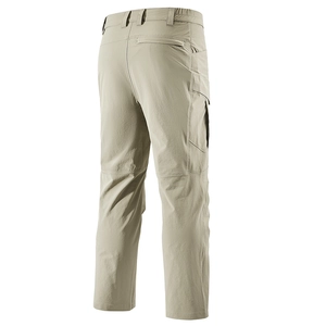 Men's khaki tactical cargo pants with multi-pocket design for outdoor activities